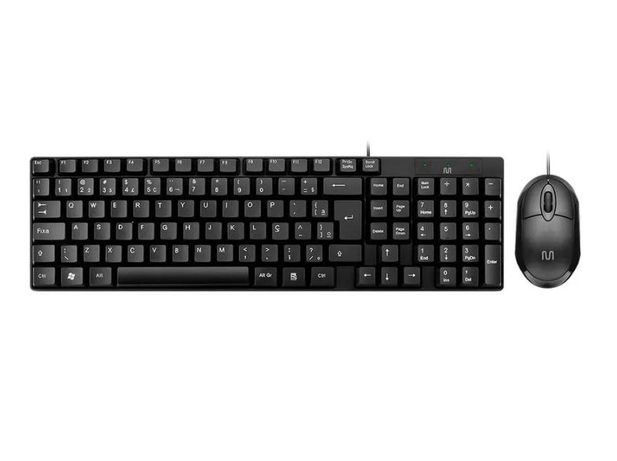 Teclado e Mouse com Fio USB Cabo de 120cm 1200dpi Teclas Chocolate - TC309