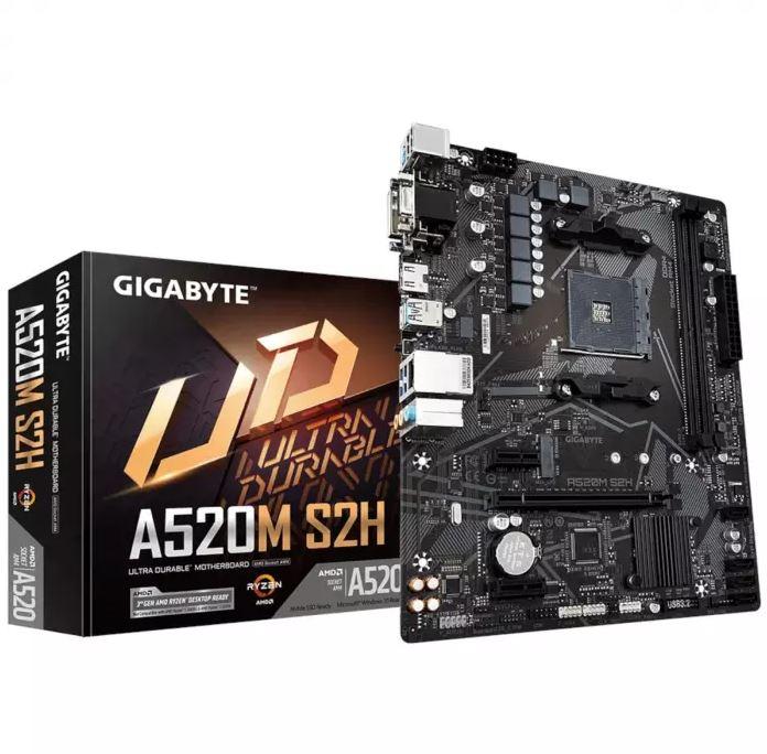 Placa Mãe AM4 Gigabyte A520M S2H DDR4 HDMI/DVI/VGA USB 3.2 M.2