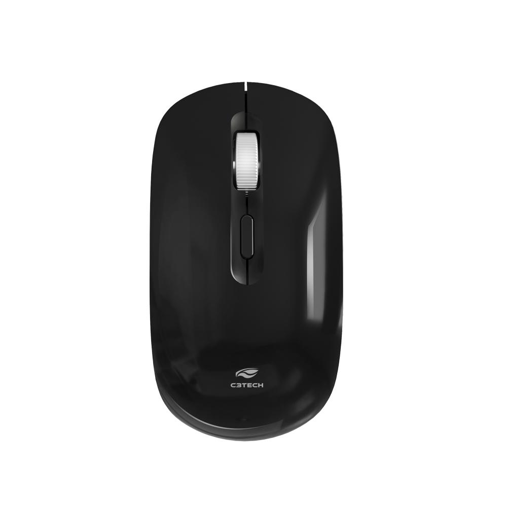 Mouse sem Fio Recarregável M-W80BK Preto C3Tech
