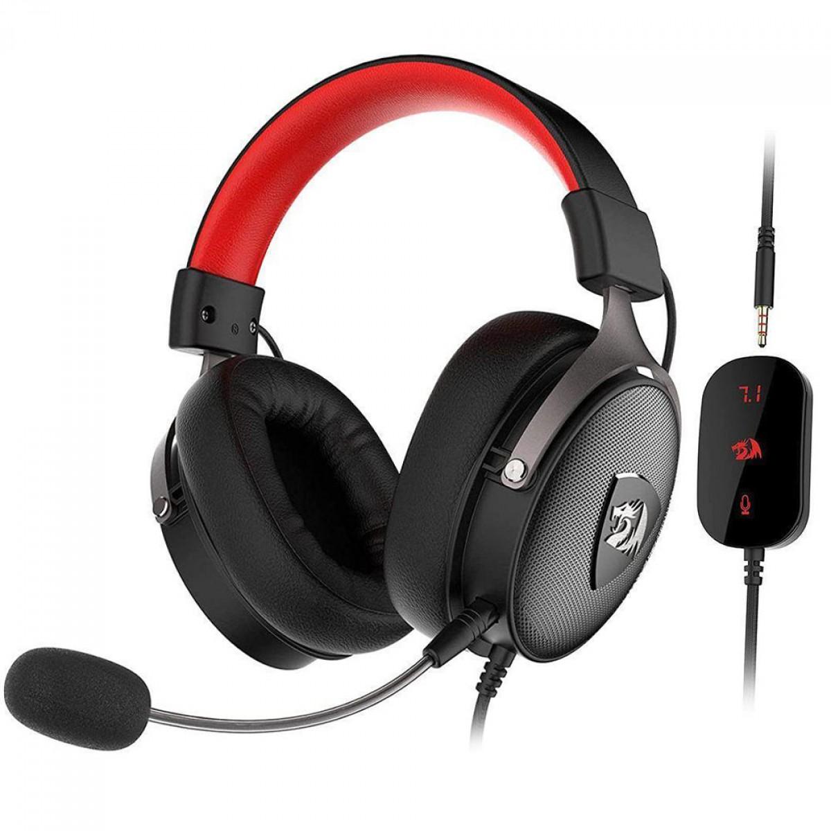 Headset Gamer Redragon Icon 7.1 Surround Drives 50mm USB/3.5MM Preto/Vermelho - H520
