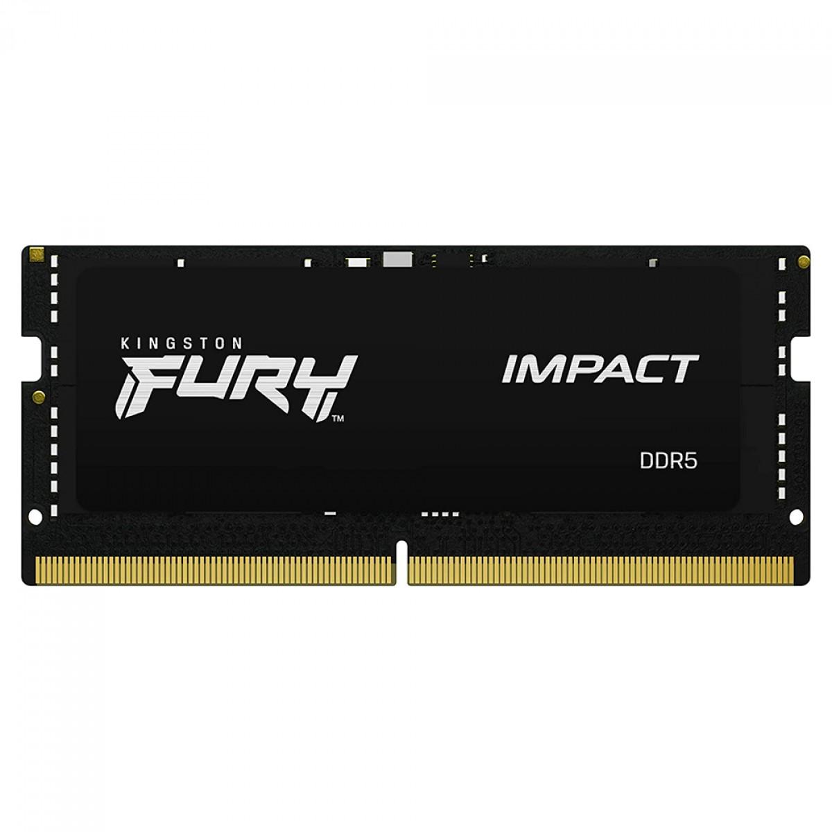 Memória 8GB DDR5 4800MHz CL38 1.1V Kingston Fury Impact para Notebook