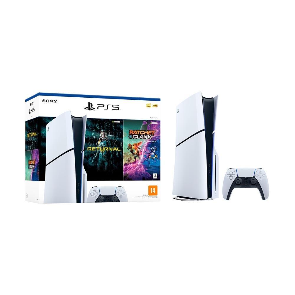 Console Sony PlayStation 5 Slim Disk 1TB Branco + 2 Jogos (Returnal e Ratchet&clank)