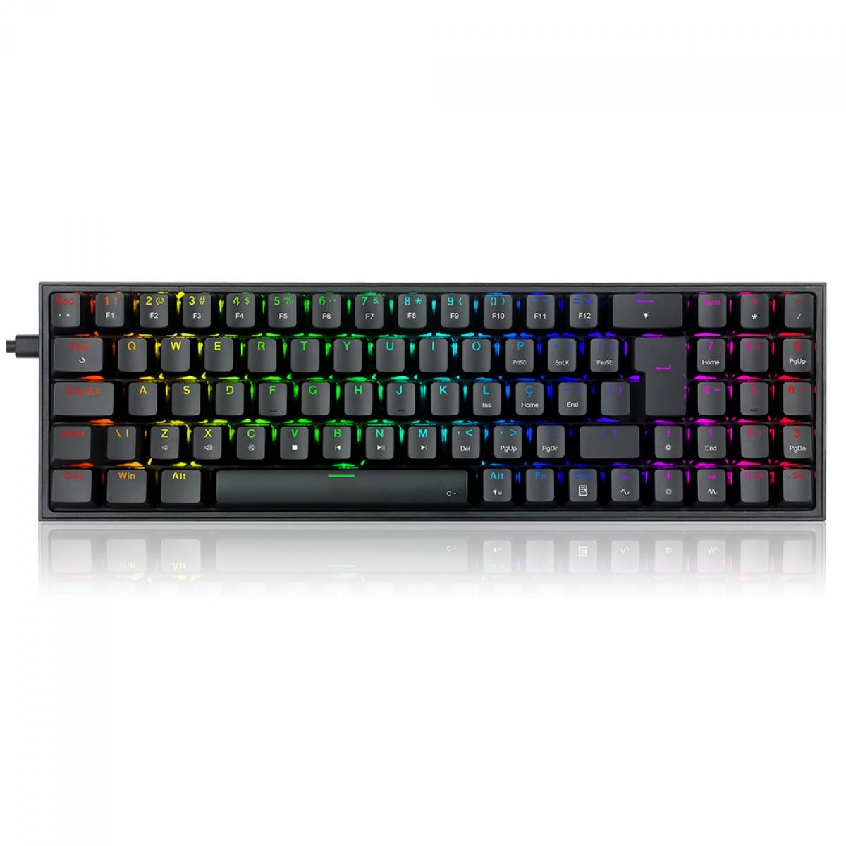 Teclado Gamer Mecânico Redragon Pollux RGB Switch Brown ABNT2 - Preto