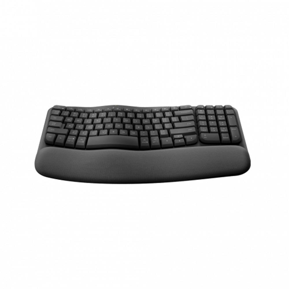 Teclado sem Fio Logitech Wave Keys, Ergonômico, Design Ondulado, Layout Us, Bluetooth - Grafite