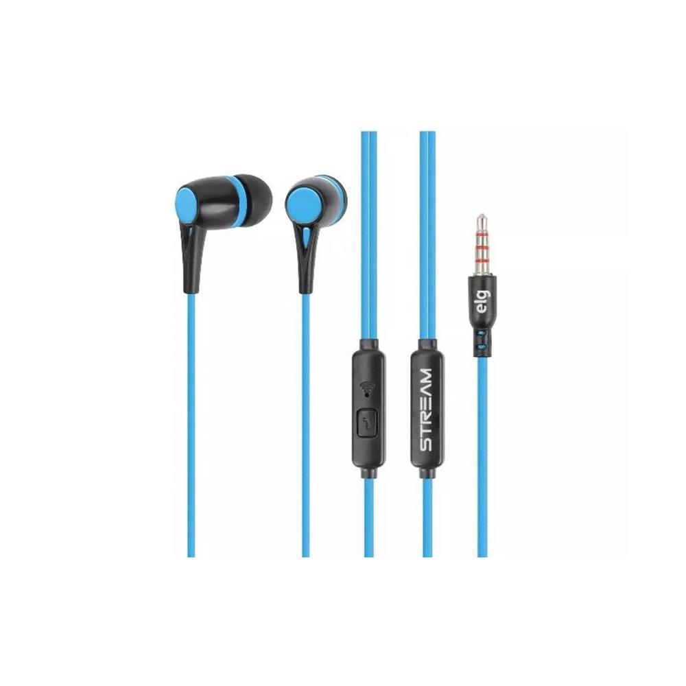 Fone de Ouvido ELG Intra-Auricular Preto e Azul Cabo 1,2 Metro - STR05BK