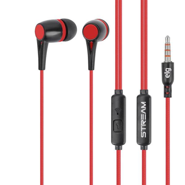 Fone de Ouvido ELG Intra-Auricular Preto e Vermelho Cabo 1,2 Metro - STR05RB
