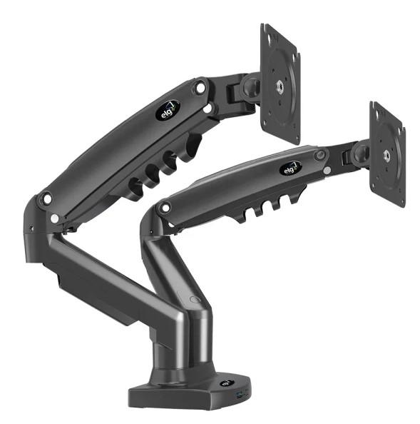 Suporte Articulado de Mesa ELG para 2 Monitores de 17" a 35" com USB Integrado - F180USB