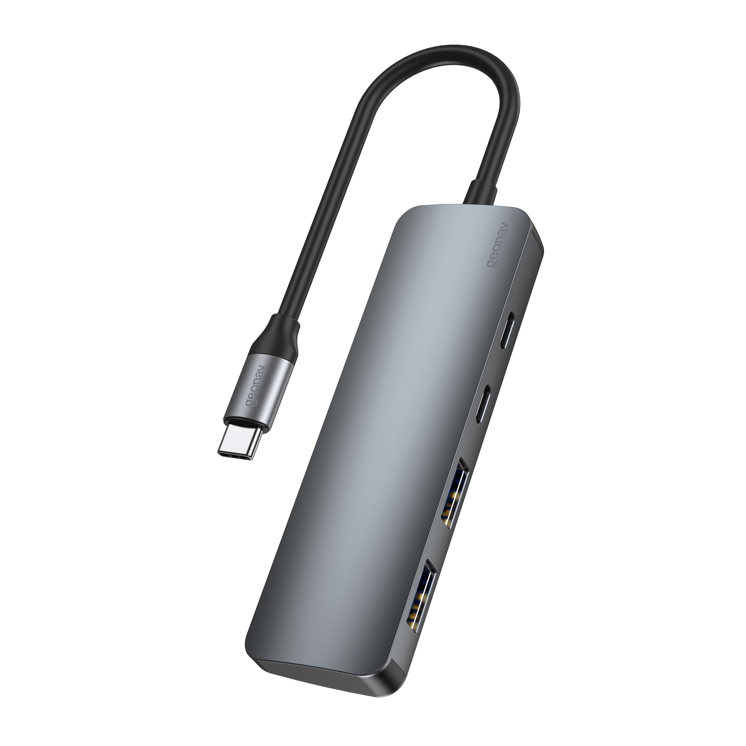 Hub Geonav Tipo C 4 em 1 com 2x USB 3.0, 2x USB Tipo C PD - UCA12