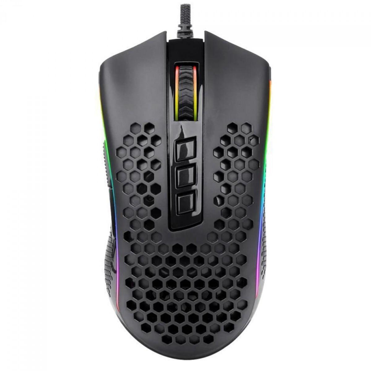 Mouse Gamer Redragon Storm Elite, 16000dpi, 8 Botoes, RGB, Preto