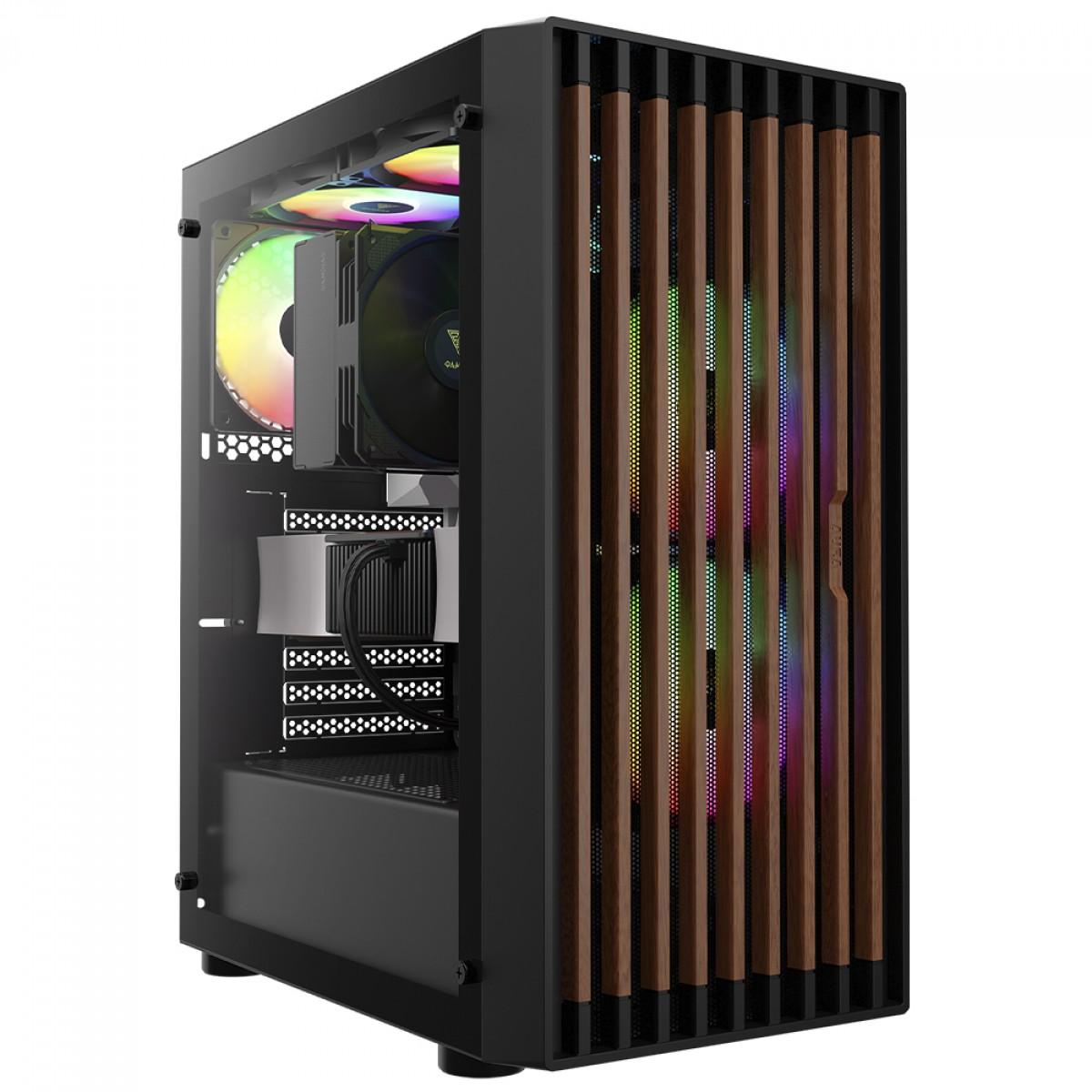 Gabinete Gamer ATX Gamdias Aura GC4, Mid-Tower, Vidro Temperado, sem Fonte, com 3 Fans - Preto
