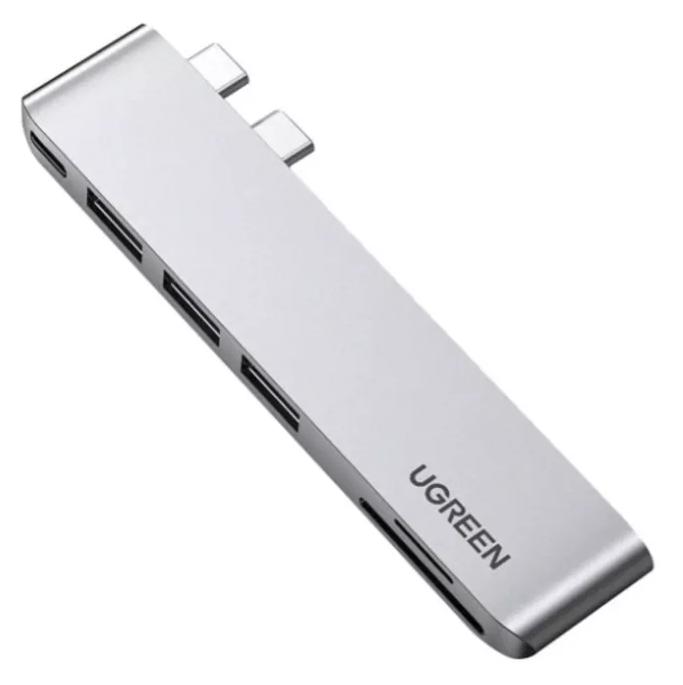 Hub Tipo C UGREEN 6 em 2, 3x USB 3.0, USB-C PD, Leitor Cartão SD, Leitor Cartão TF - UG-60560
