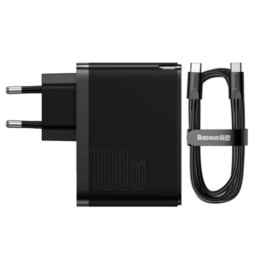 Kit Carregador de Parede Baseus Duplo 100W com Cabo Tipo C 1m - CCGP090201