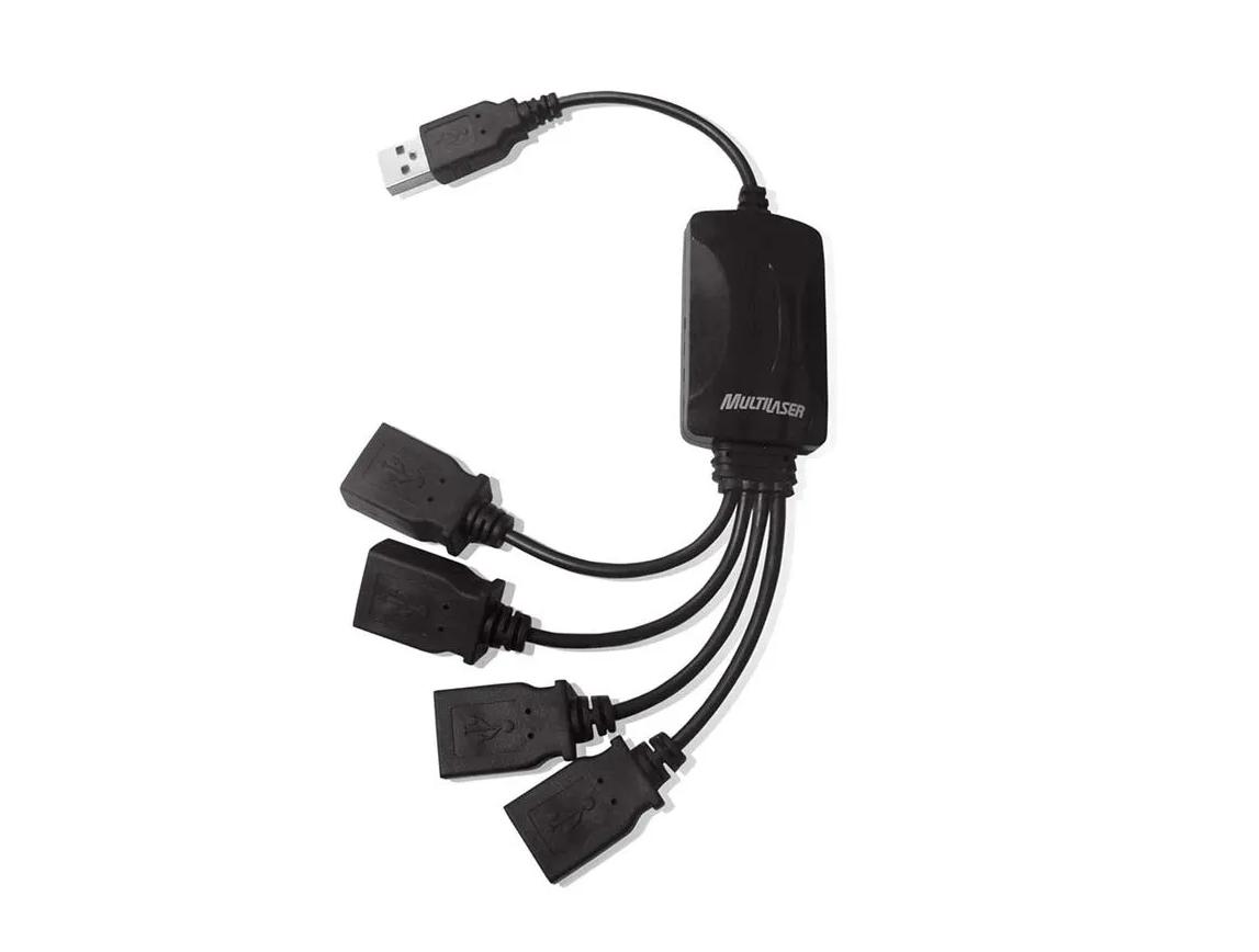 Hub USB 4 Portas USB Flexível 2,0 Preto Multi - AC042