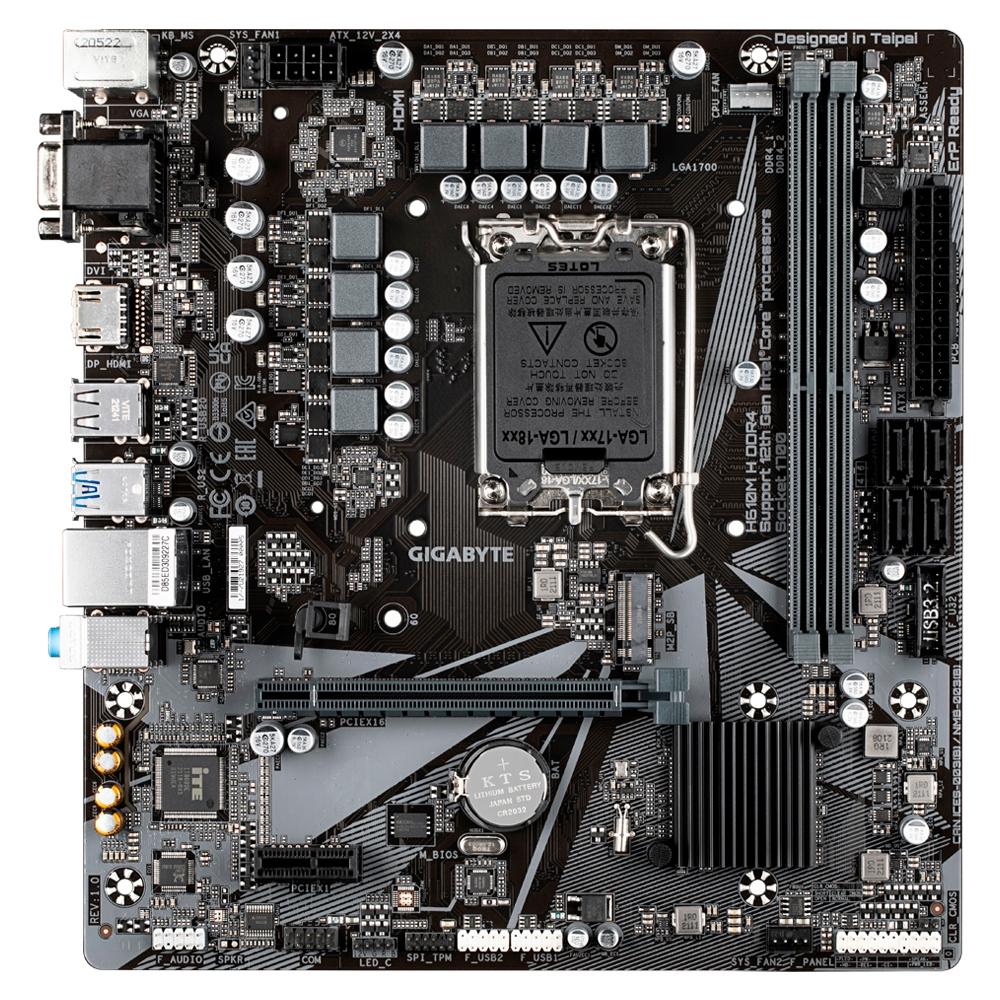 Placa Mãe Gigabyte H610M-H LGA 1700, DDR4, HDMI/VGA, MATX, M.2, USB 3.2, 12/13/14 Ger