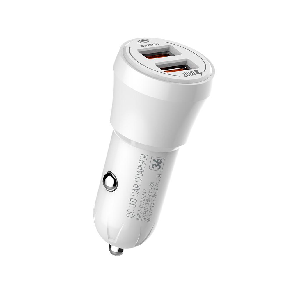 Carregador Veicular com 2 USB Quick Charge 3.0 UCV-Q230WH C3Tech
