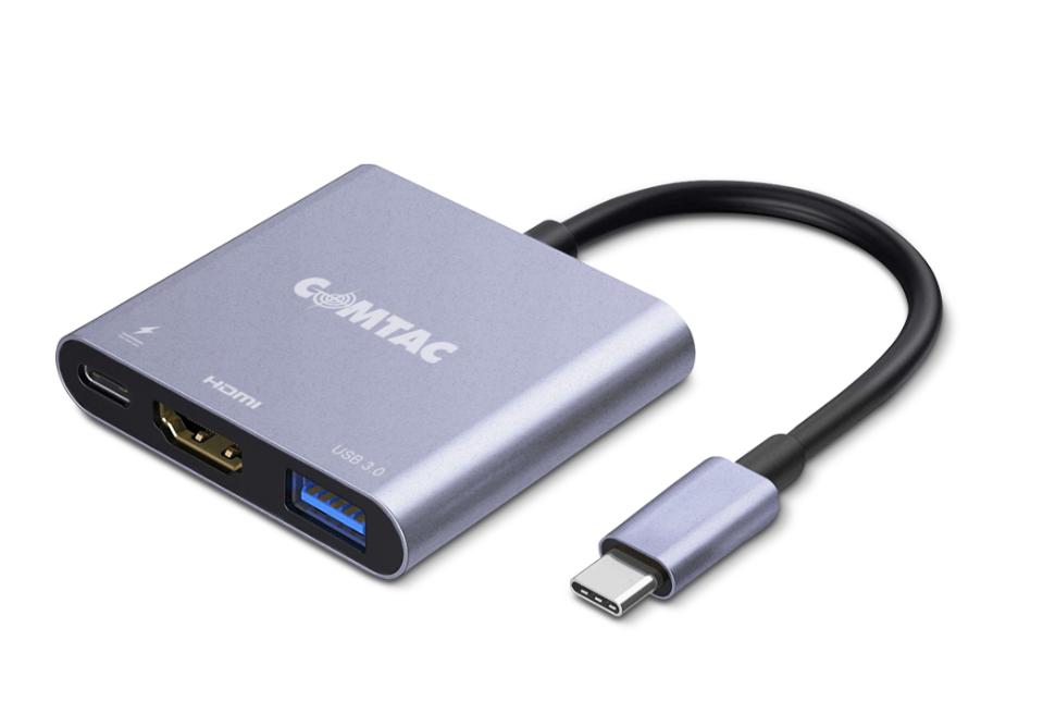 Hub Tipo C Comtac 3 em 1, HDMI, USB Tipo C 100W, USB 3.0