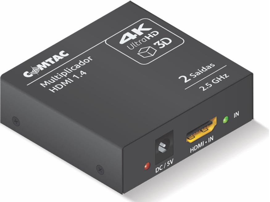 Vídeo Splitter HDMI 1.4 4K 1 Entrada HDMI e 2 Saidas HDMI Comtac