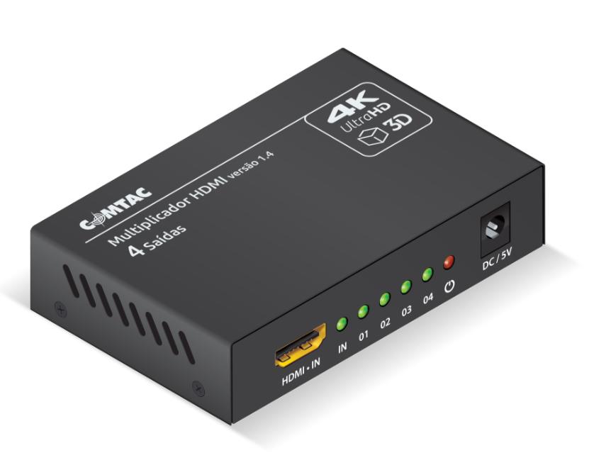 Vídeo Splitter HDMI 1.4 4K 1 Entrada HDMI e 4 Saidas HDMI Comtac