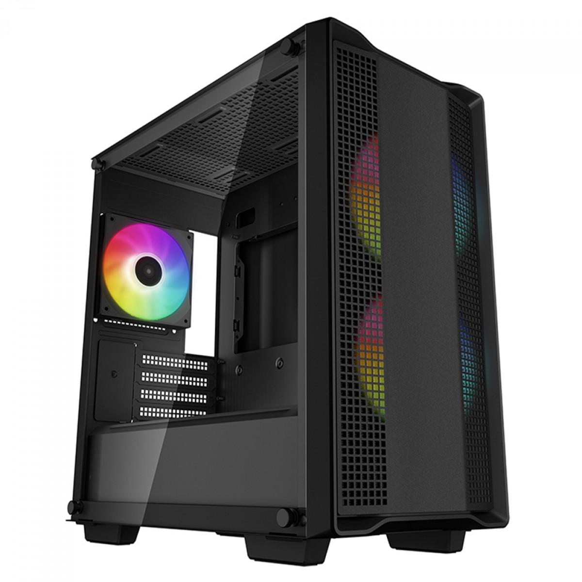 Gabinete Deepcool CC360 Bk, Mid-Tower, Vidro Temperado, MATX, sem Fonte, com 3 Fans - Preto