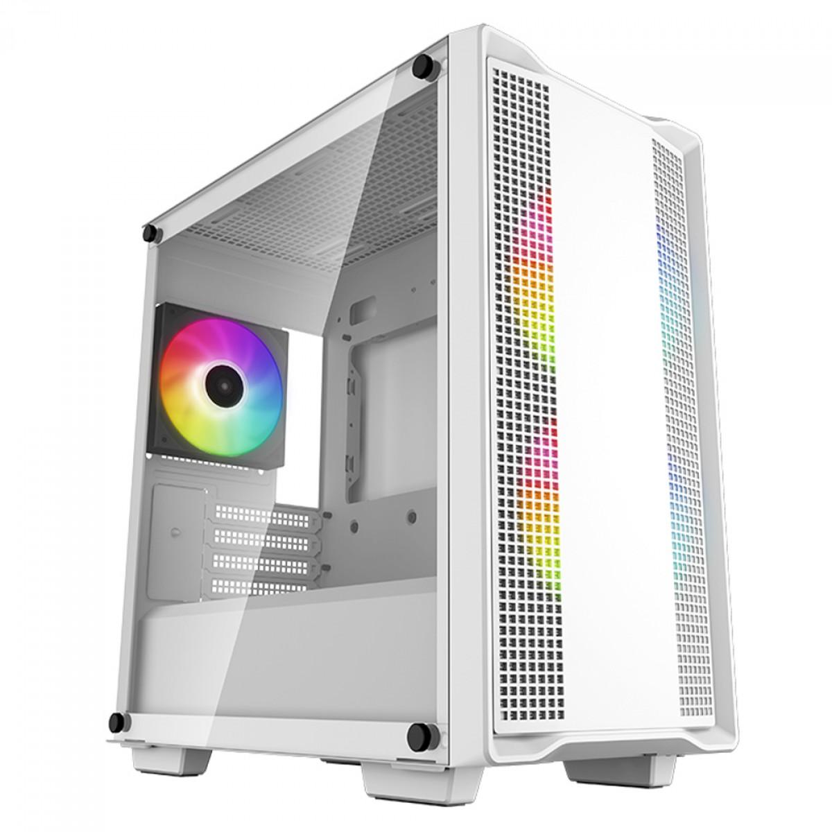 Gabinete Deepcool CC360 Wh, Mid-Tower, Vidro Temperado, Micro-ATX, sem Fonte, com 3 Fans - Branco