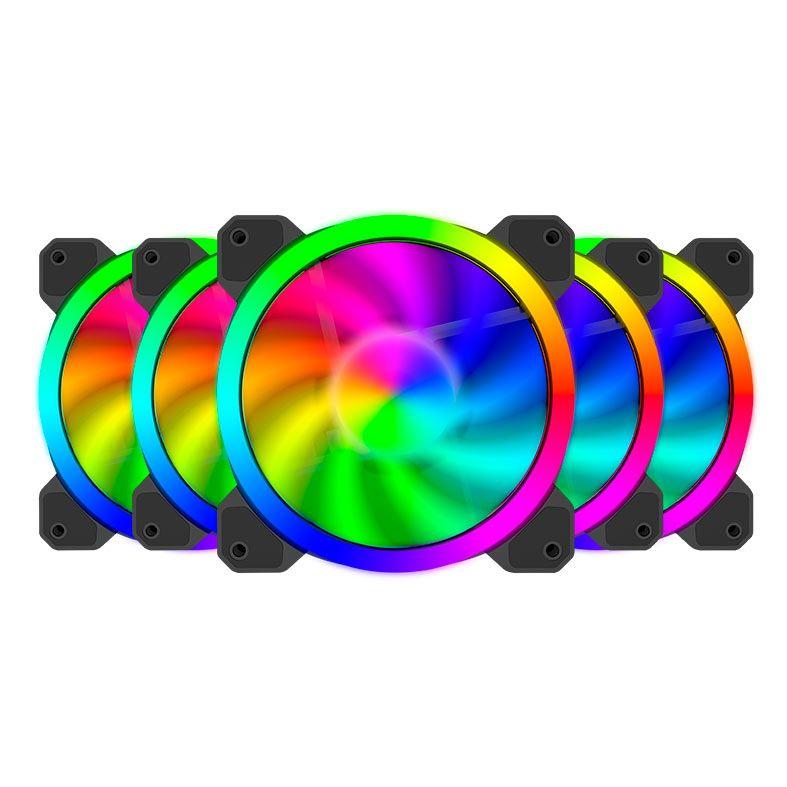 Cooler Fan para Gabinete T-Dagger 120mm, LED RGB, Kit com 5 Unidades
