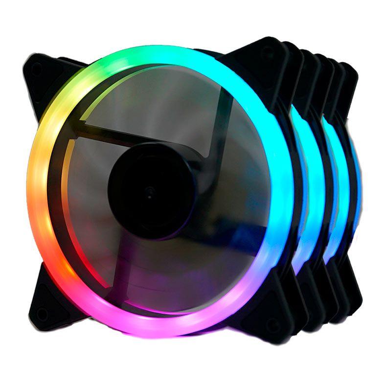 Cooler para Gabinete Redragon GC-F011 RGB 120mm Kit com 3 Unidades com Controladora