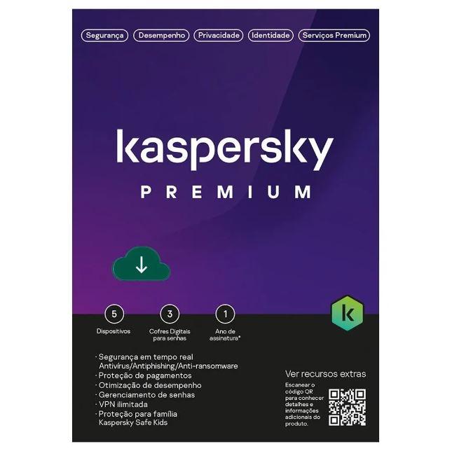 Anti Virus Kaspersky Premium 5 Dispositivos 1 Ano