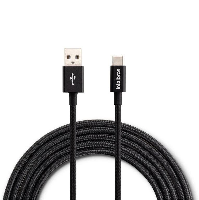 Cabo USB-a x USB-C 1,5m Nylon Preto - Intelbras