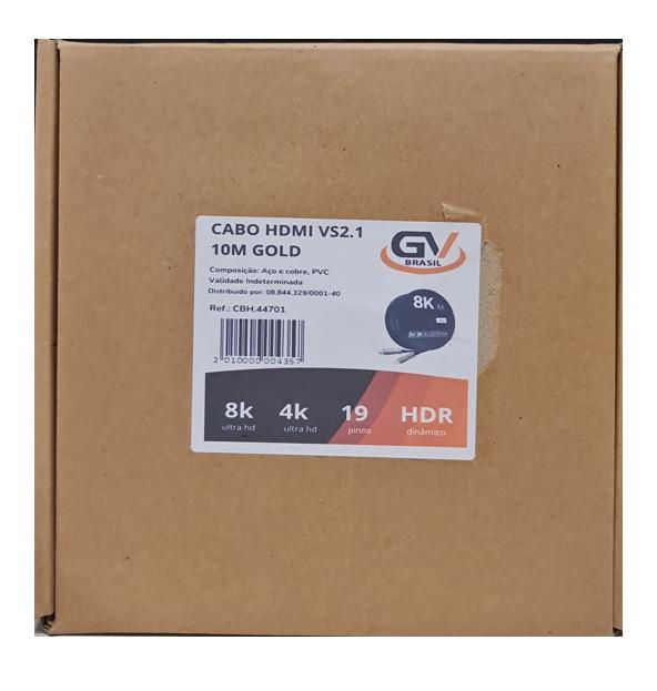 Cabo HDMI x HDMI, VS2.1, Gold, 10 Metros, 8K Ultra HD, HDR Dinamico, CBH.44701, Preto, GV Cabos