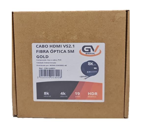 Cabo HDMI x HDMI, VS2.1, Fibra Optica, 5 Metros, 8K Ultra HD, HDR Dinamico, CBH.44801, GV Cabos