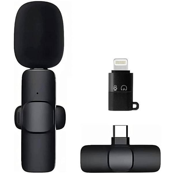Microfone Lapela sem Fio 2 em 1 com Conector Tipo C e Conector Lightning PRF.43601 - GV Cabos