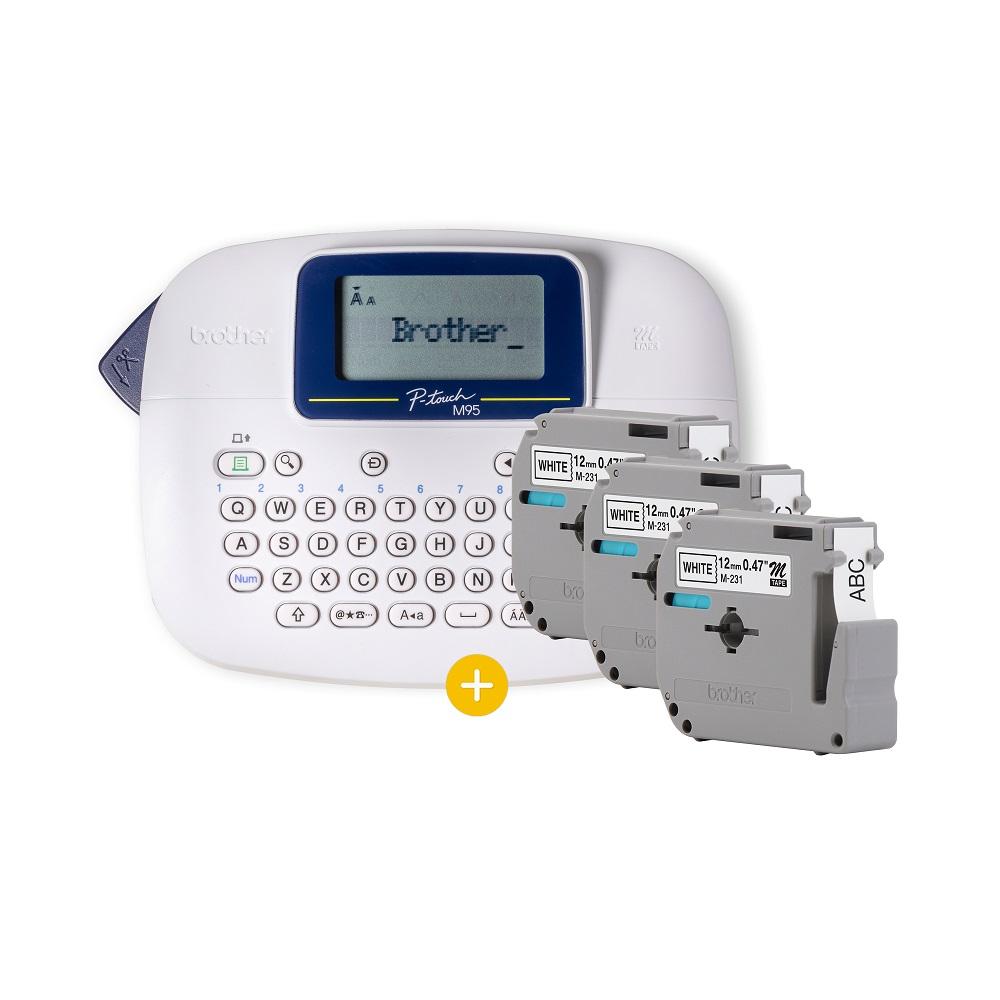 Rotulador Eletrônico Portátil com 3 Fitas Branco PTM95WTBP - Brother