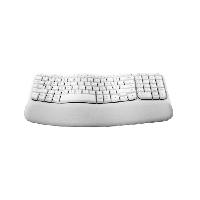 Teclado sem Fio Logitech Wave Keys, Ergonômico, Design Ondulado, Layout Us, Bluetooth - Branco