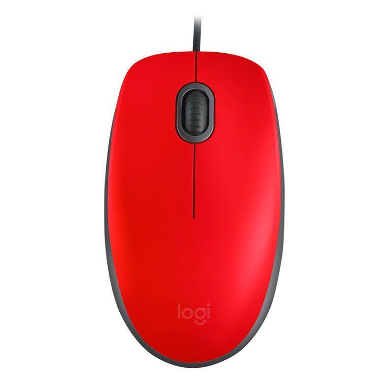 Mouse com Fio USB Logitech M110, Clique Silencioso, Ambidestro, Plug And Play, Vermelho - 910-006755