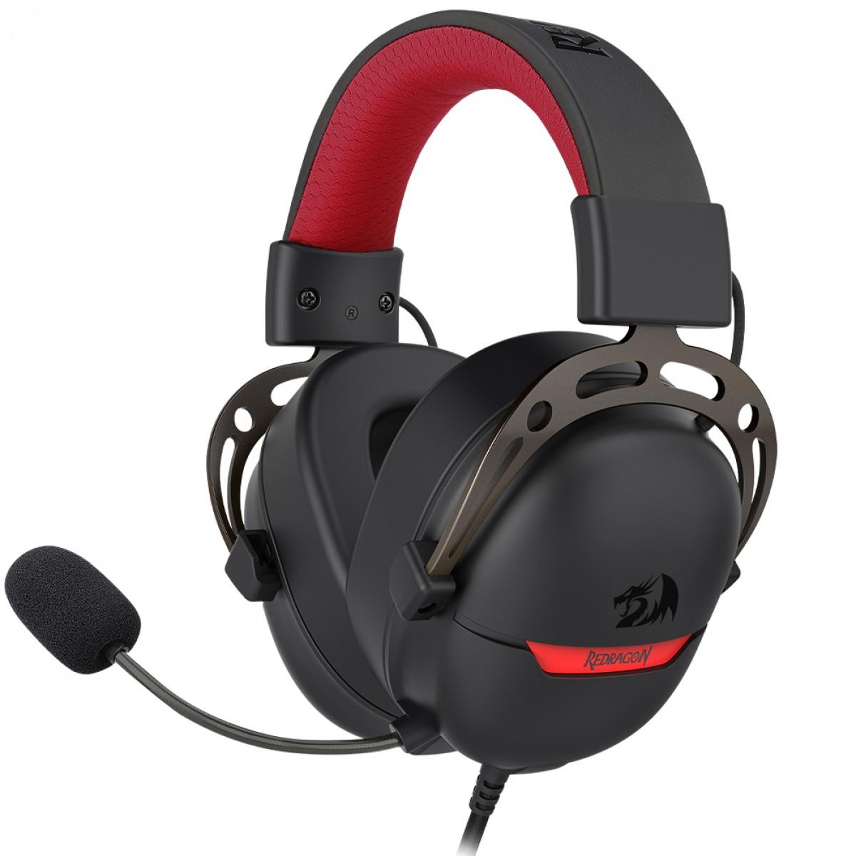 Headset Gamer Redragon Aurora Preto, USB, Drives 40mm, Surround 7.1, Preto
