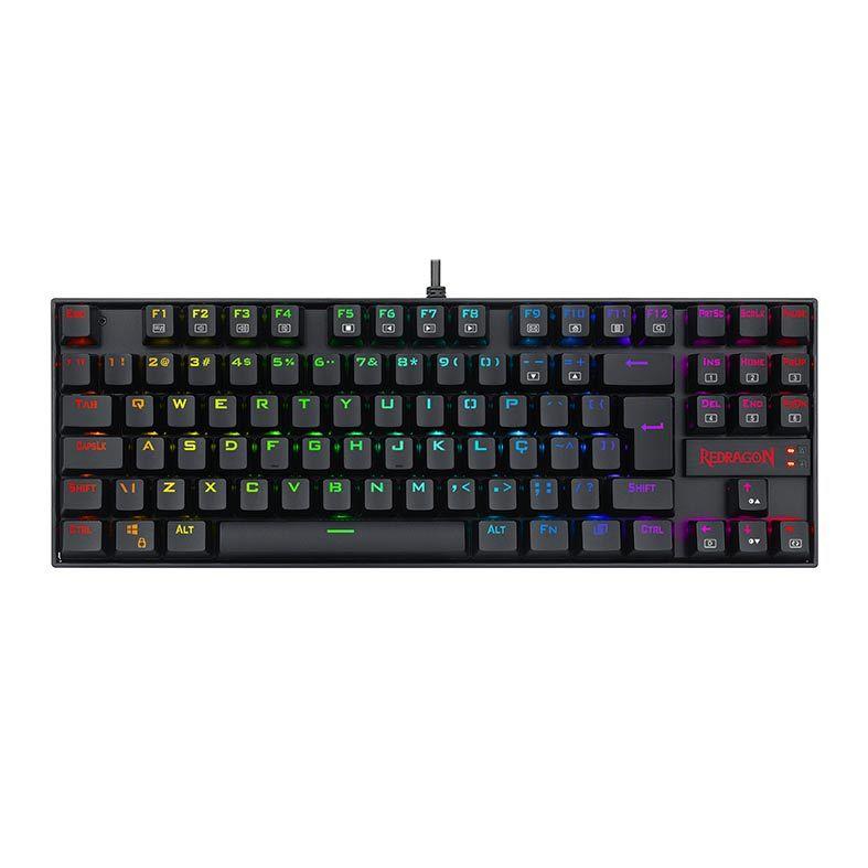 Teclado Gamer Magnético Redragon Kumara Pro, RGB, Switch Marrom. Preto