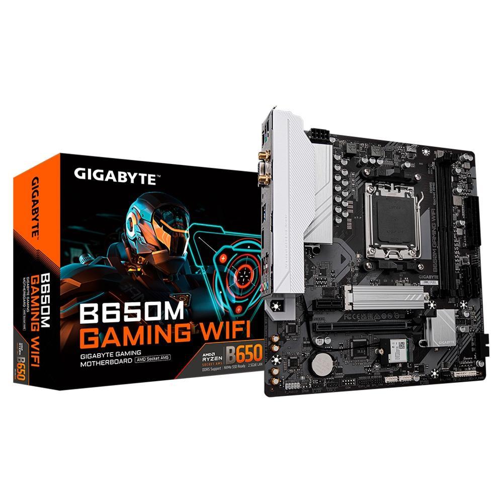 Placa Mãe Gigabyte AM5 B650M Gaming Wi-Fi, DDR5, HDMI/VGA, USB 3.2, LAN 2.5GBE