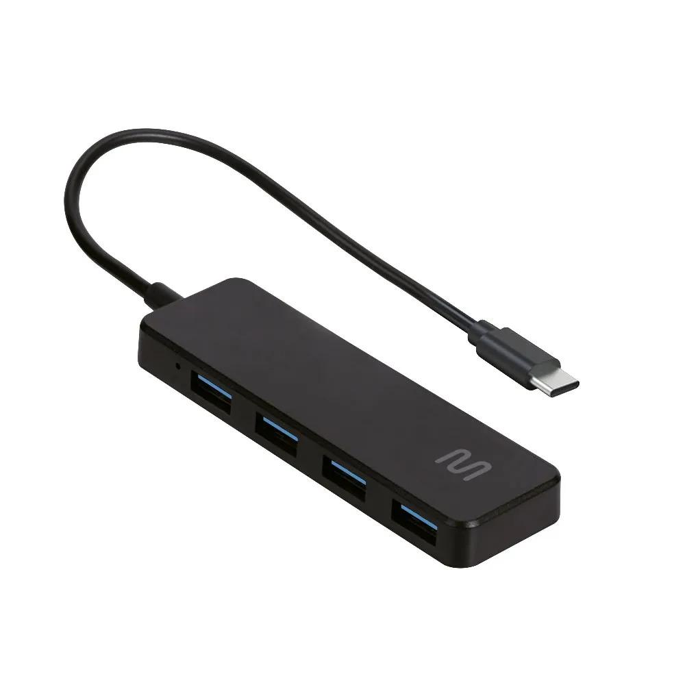Adaptador Hub Tipo-C com 4 Portas Slim Multilaser, Preto, AC445