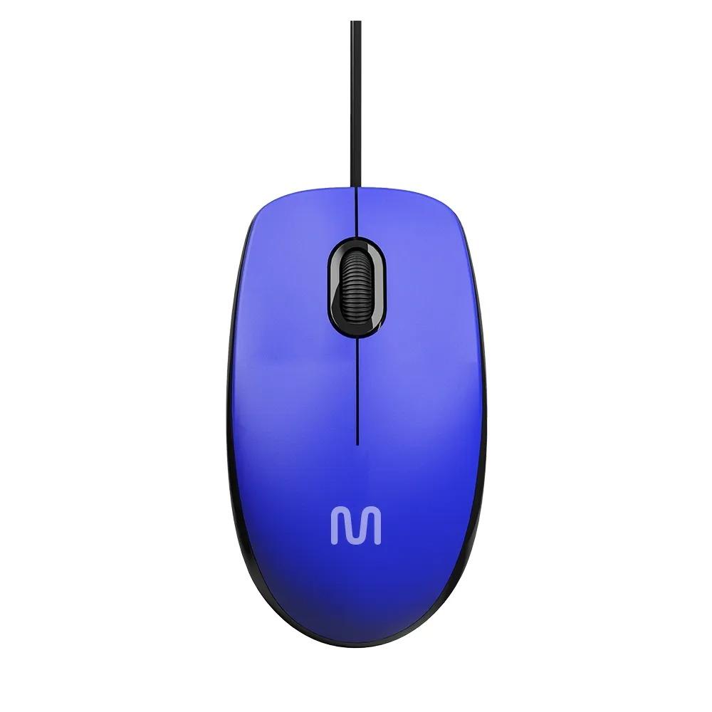 Mouse com Fio Multilaser MF400, Clique Silencioso, Conexão USB, 1200dpi, Cabo de 180cm, Azul, MO388