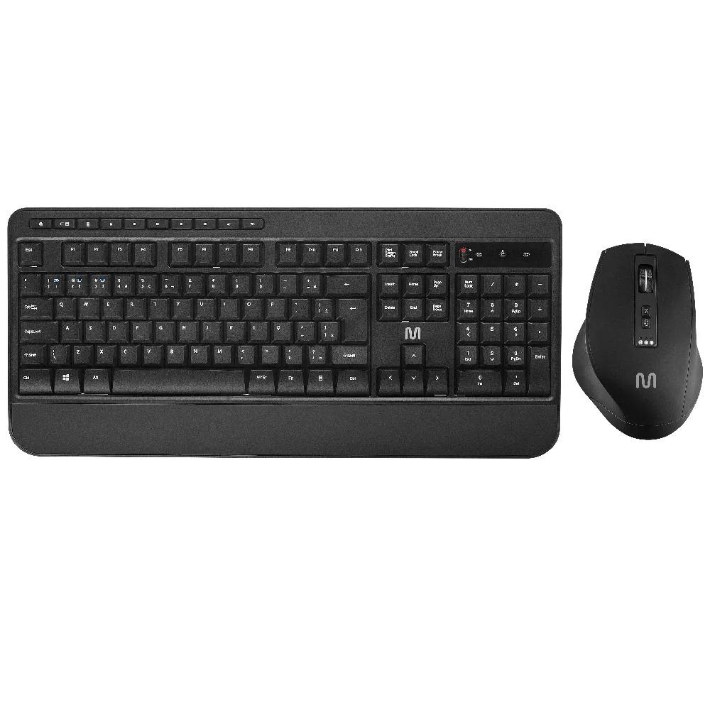 Teclado e Mouse sem Fio Multilaser CS1200, Multimídia, 3200dpi Ajustável com Cliques, TC301