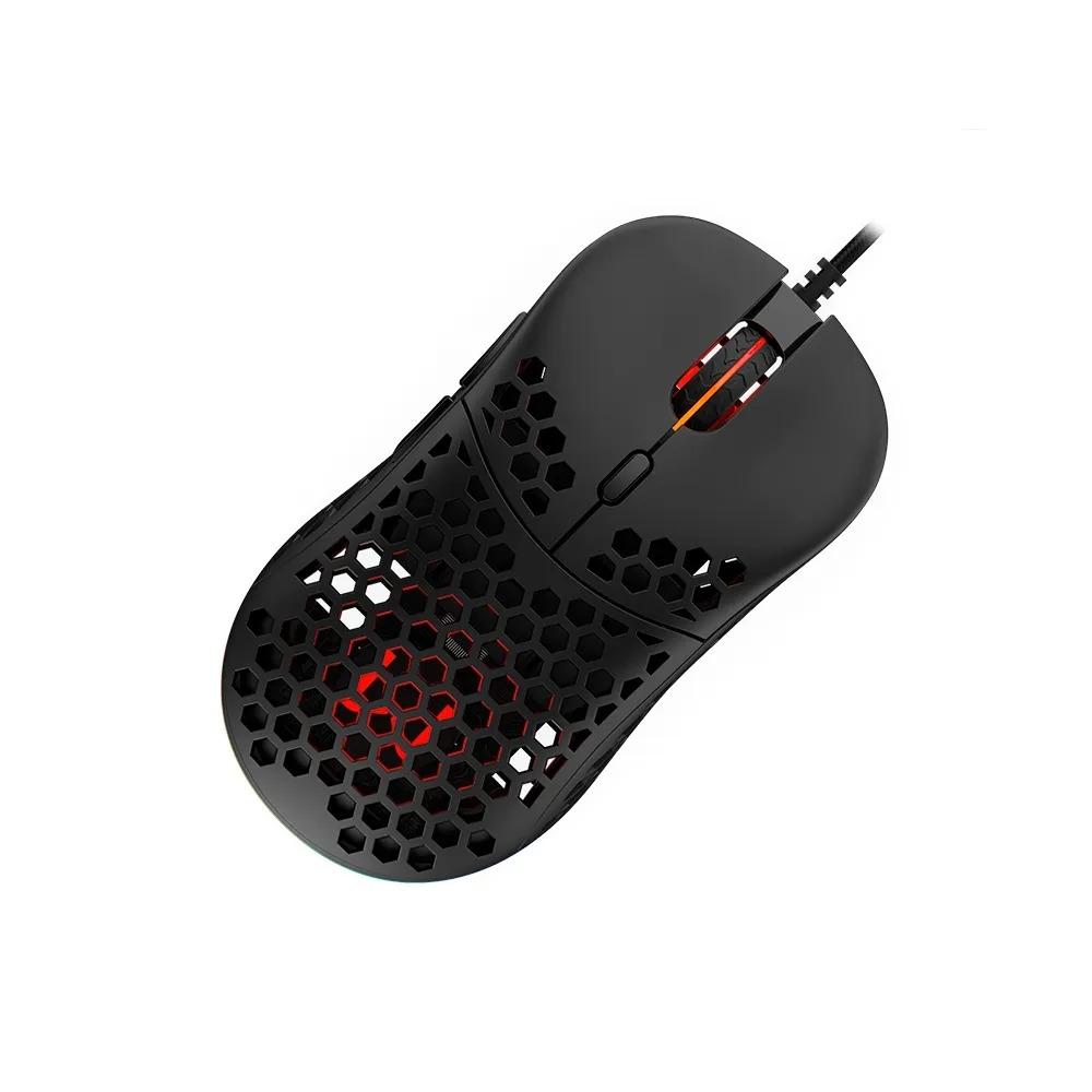 Mouse Gamer com Fio Warrior, Gamer Hive, 8 Botões, RGB, 16000dpi, Sensor Pixart 3389, MO398