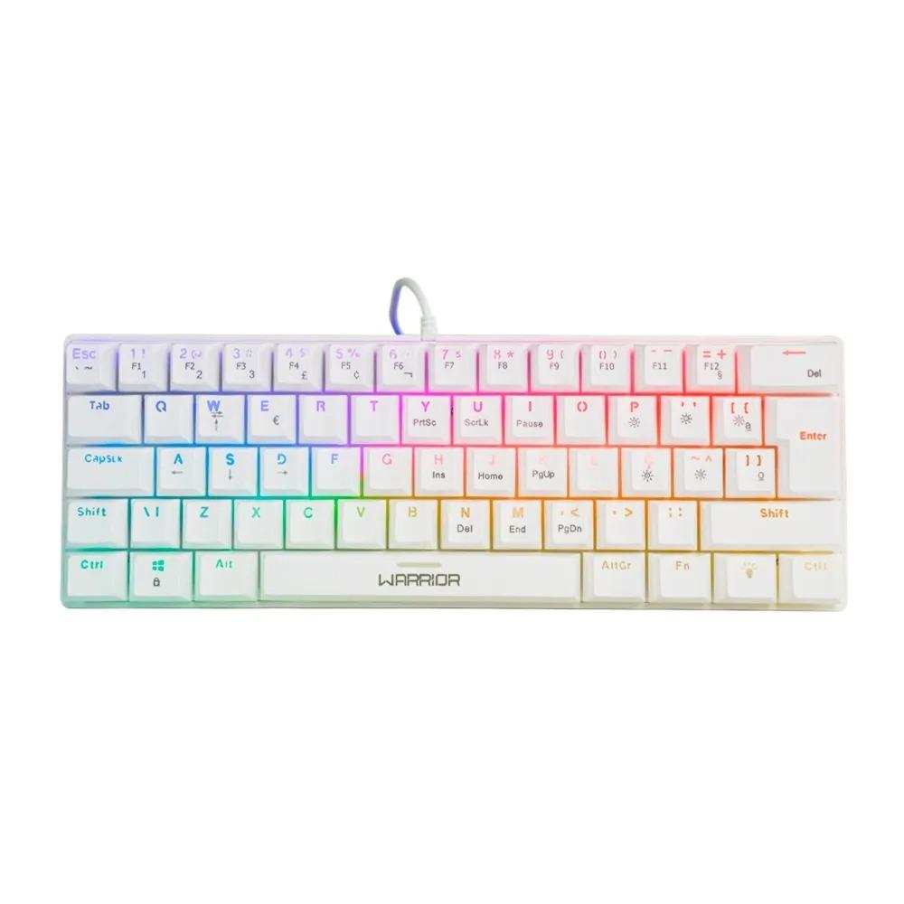 Teclado Gamer Mecânico com Fio Warrior Royal Precision, Blue Switch, ABNT2, RGB Branco, TC311