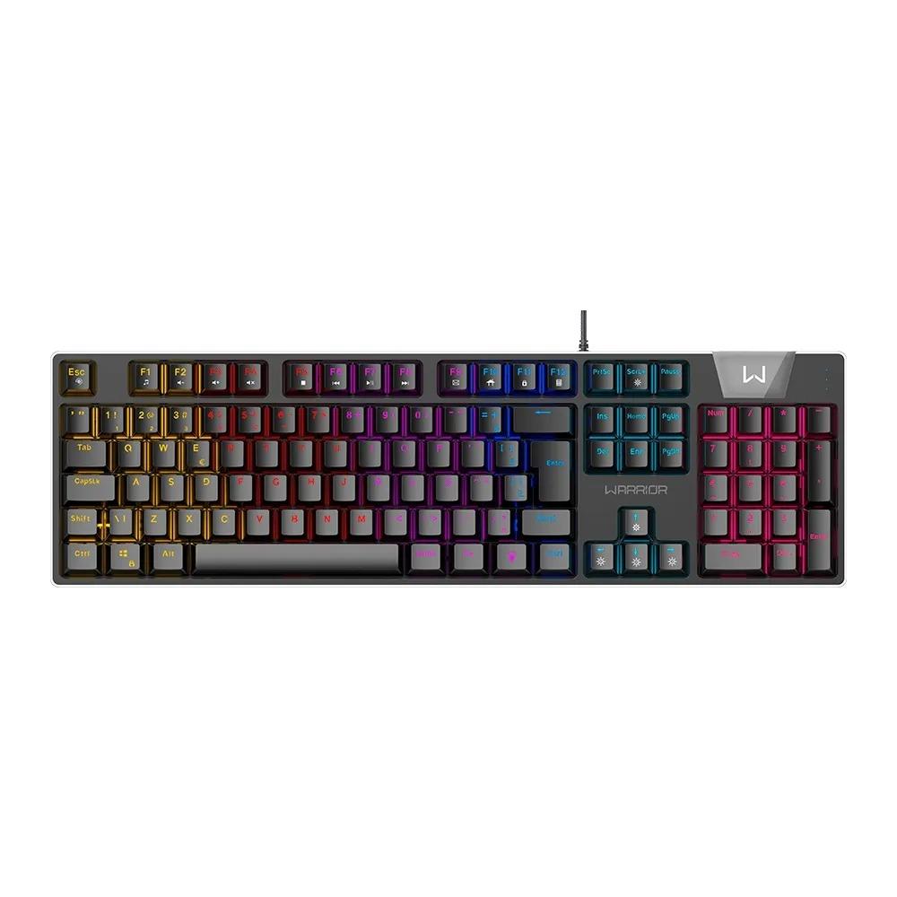 Teclado Gamer Mecânico com Fio Warrior Royal Score, Full Size, Blue Switch, RGB, Preto, TC313