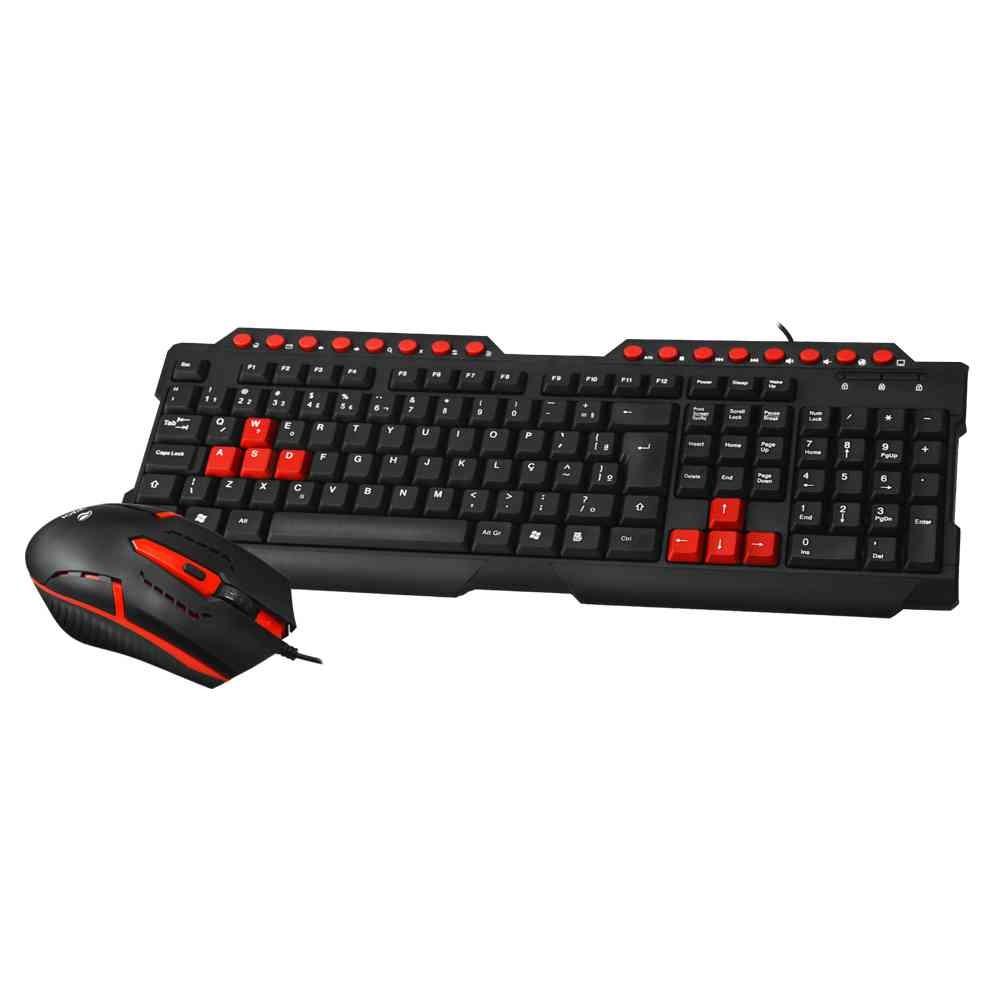 Teclado e Mouse Gamer com Fio USB C3 Tech GK-20BK, Preto e Vermelho