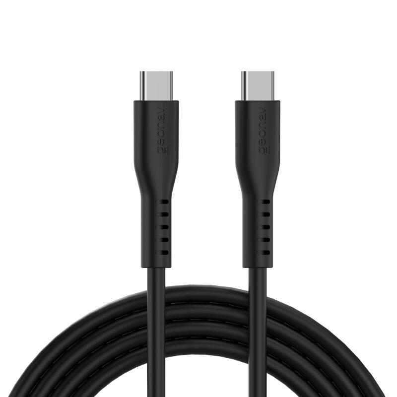 Cabo Geonav USB-C para USB-C, em Silicone, na Cor Preta, 1,5 Metros, ESC06SBK