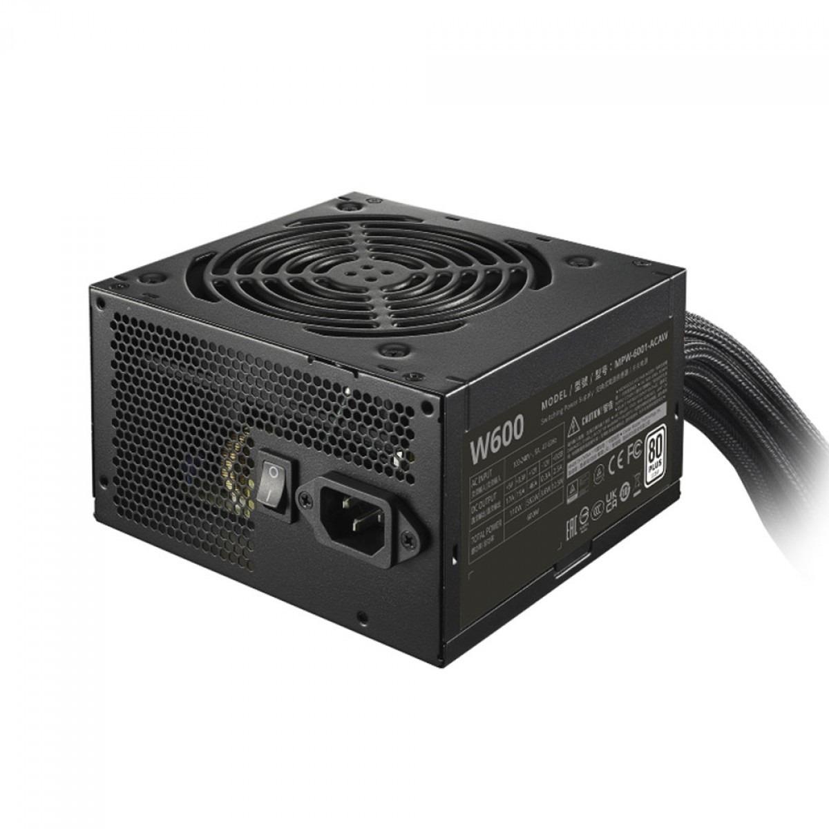 Fonte ATX 600W 80 Plus White PFC Ativo Cooler Master Elite Nex W600 - Black