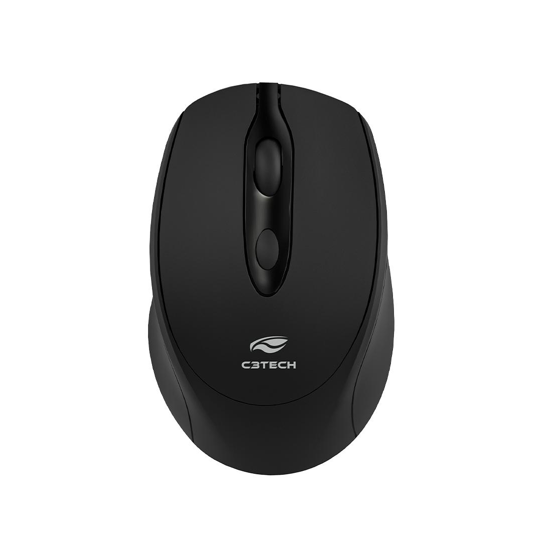 Mouse sem Fio Bluetooth C3 Tech M-BT30BK, Recarregável, Dual Mode, USB 2.4GHz, Preto