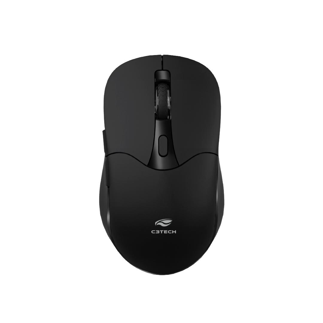 Mouse sem Fio Bluetooth C3 Tech M BT60BK Preto, Recarregavel, Dual Mode, USB 2.4GHz