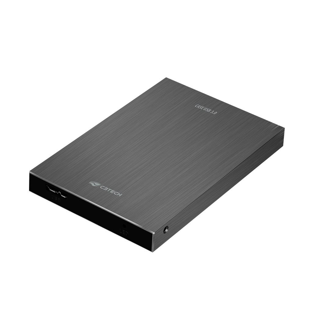 Case Externo para HD/SSD C3Tech, 2,5, USB 3.0, Ch 400CB, Gaveta, Chumbo