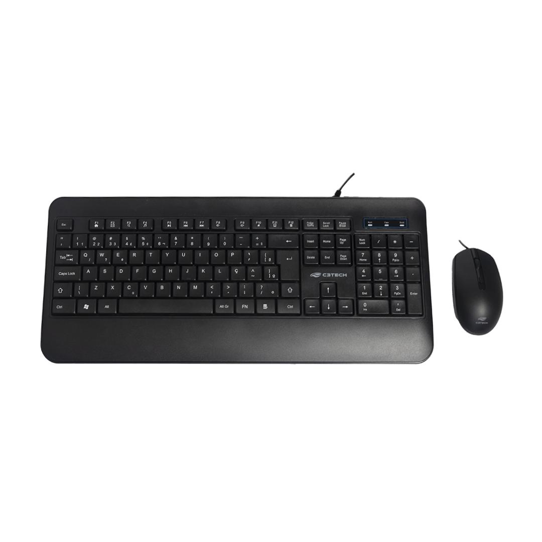 Teclado e Mouse com Fio USB Kt 200BK C3 Tech ABNT2 Cabo de 1.2 Metros Preto